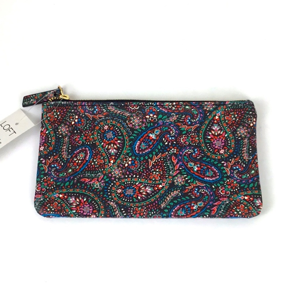LOFT Pouch Colorful Paisley Jewelry Makeup Case Travel NWT